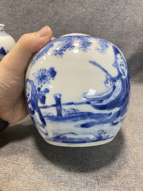 古玩陶瓷青花人物故事罐真品鑒賞圖