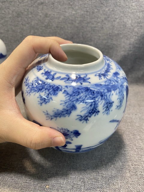 古玩陶瓷青花人物故事罐真品鑒賞圖
