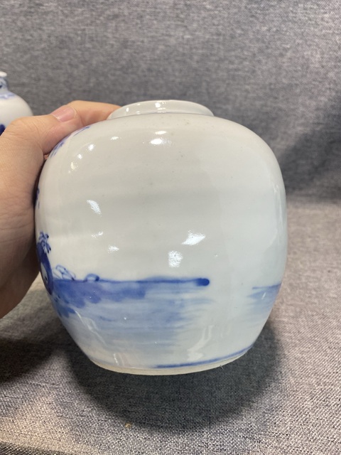 古玩陶瓷青花人物故事罐真品鑒賞圖