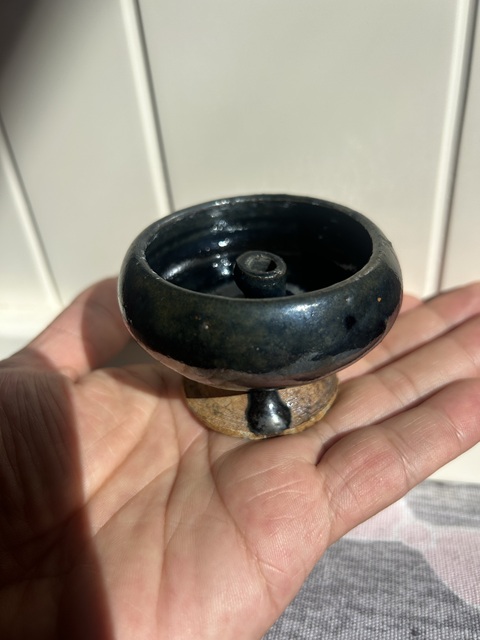 古玩陶瓷磁州窯黑釉豆型燈真品鑒賞圖