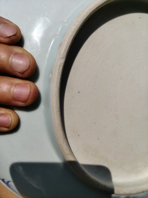 古玩陶瓷周敦頤愛蓮圖青花盤真品鑒賞圖
