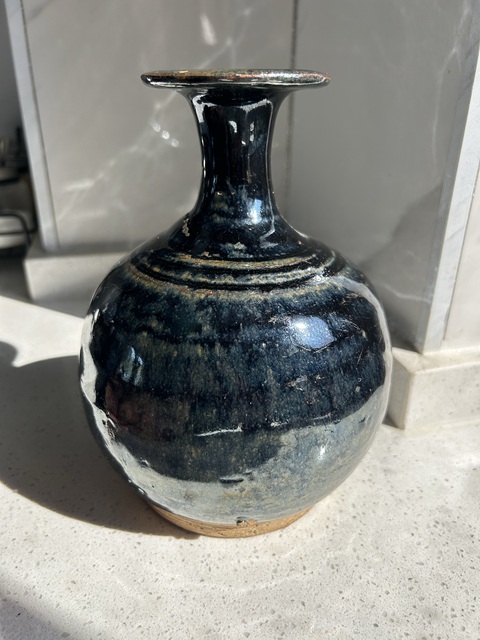 古玩陶瓷明代磁州窯兔毫弦紋玉壺春瓶(釉色釉水好)拍賣,當前價格336元