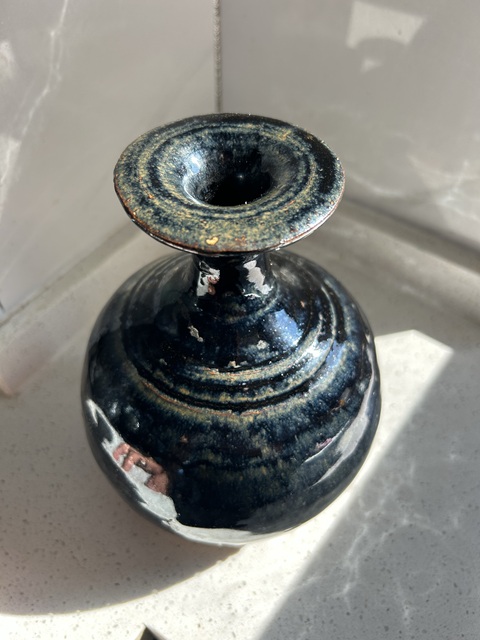 古玩陶瓷明代磁州窯兔毫弦紋玉壺春瓶(釉色釉水好)拍賣,當前價格336元