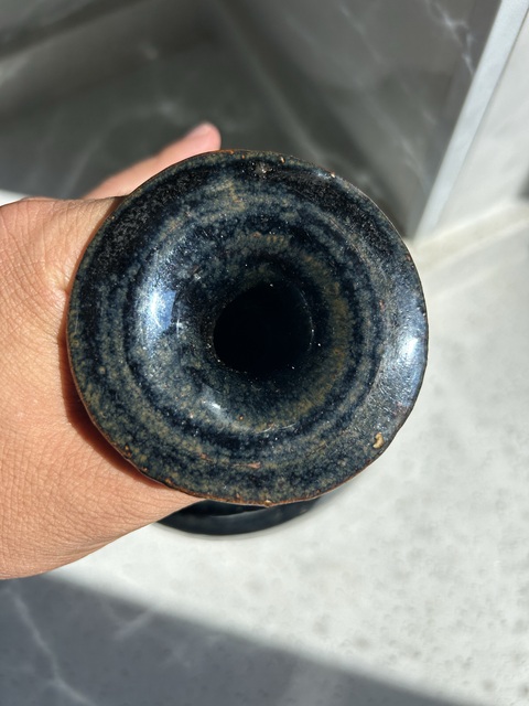 古玩陶瓷明代磁州窯兔毫弦紋玉壺春瓶(釉色釉水好)拍賣,當前價格336元