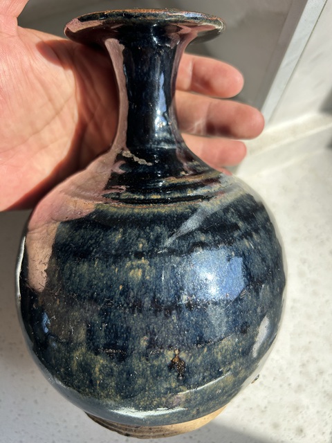 古玩陶瓷明代磁州窯兔毫弦紋玉壺春瓶(釉色釉水好)拍賣,當前價格336元