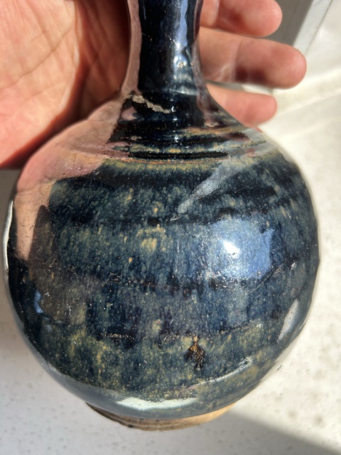 古玩陶瓷明代磁州窯兔毫弦紋玉壺春瓶(釉色釉水好)拍賣,當前價格336元