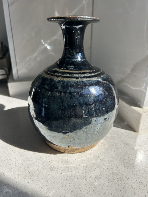 古玩陶瓷明代磁州窯兔毫弦紋玉壺春瓶(釉色釉水好)拍賣,當前價格336元