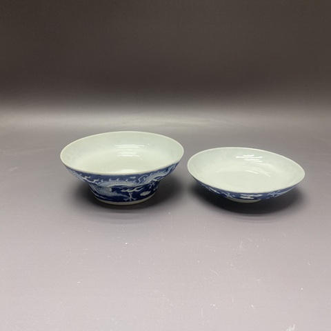 古玩陶瓷清晚期·云龍紋·青花馬蹄蓋碗拍賣,當前價格4680元