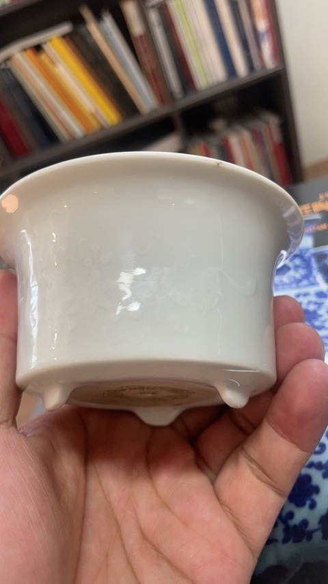 古玩陶瓷現代仿清白釉菖蒲盆真品鑒賞圖