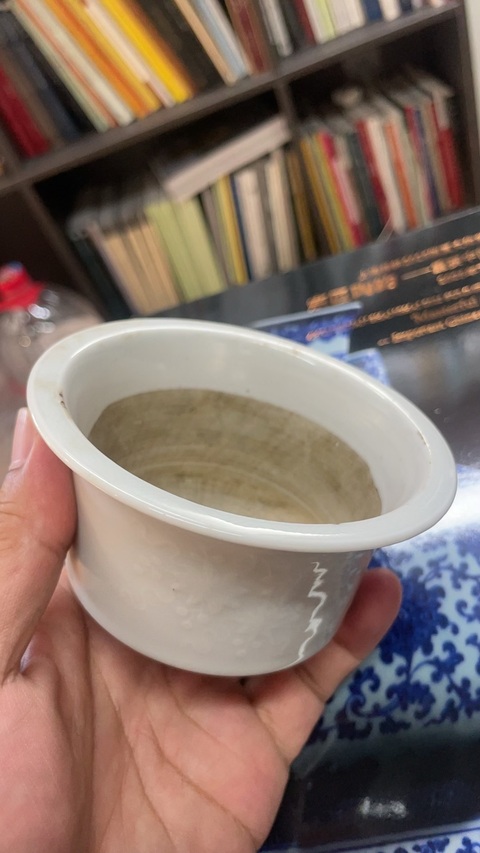 古玩陶瓷現代仿清白釉菖蒲盆真品鑒賞圖