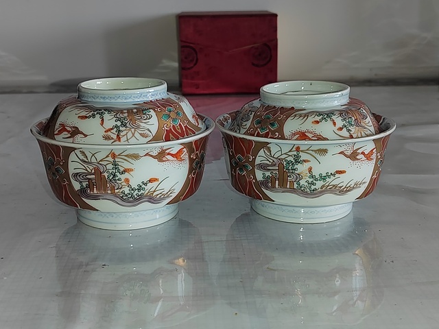 古玩陶瓷青花加彩蓋碗拍賣,當前價格200元
