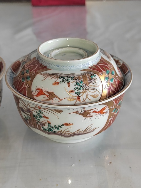 古玩陶瓷青花加彩蓋碗拍賣,當前價格200元