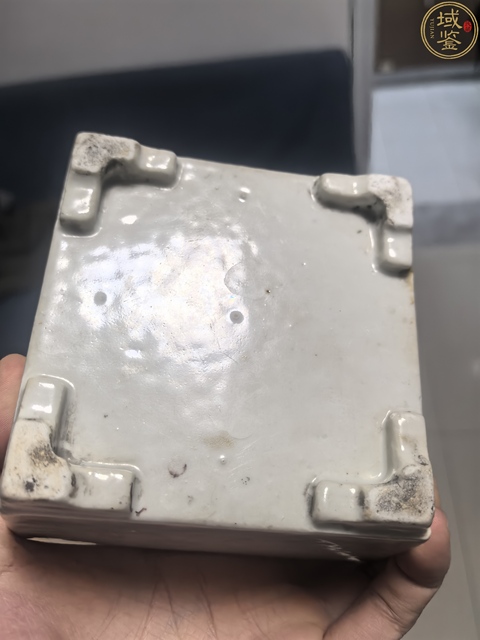 古玩陶瓷白釉刻瓷方格洗真品鑒賞圖
