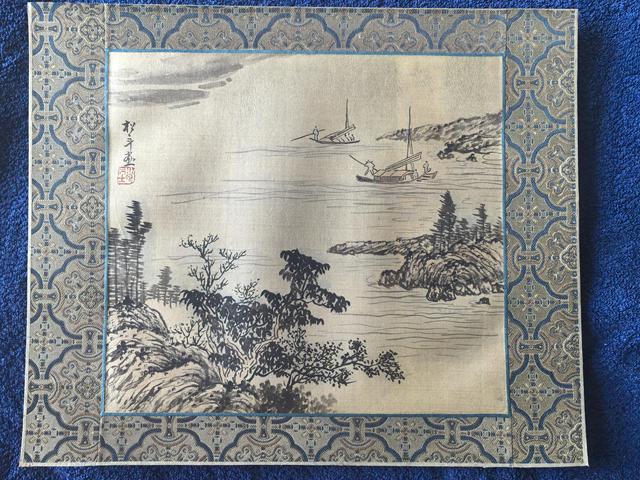古玩字畫松年山水鏡框真品鑒賞圖