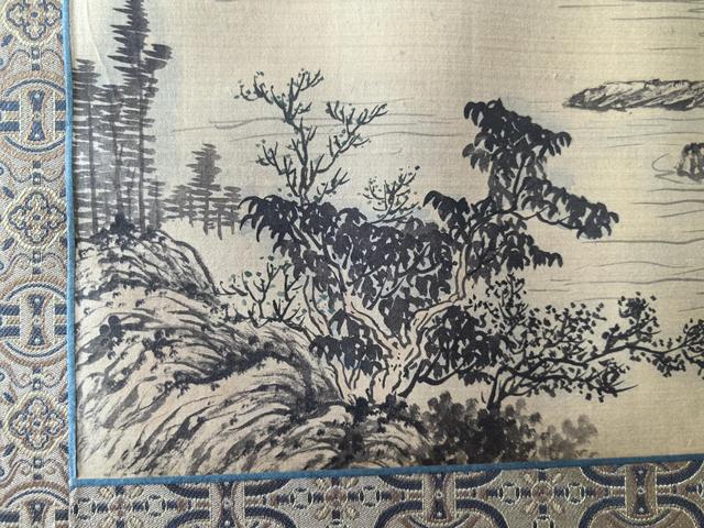 古玩字畫松年山水鏡框真品鑒賞圖