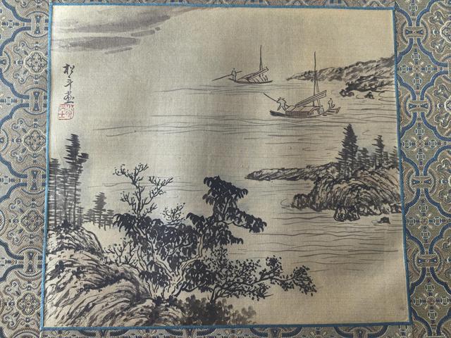 古玩字畫松年山水鏡框真品鑒賞圖