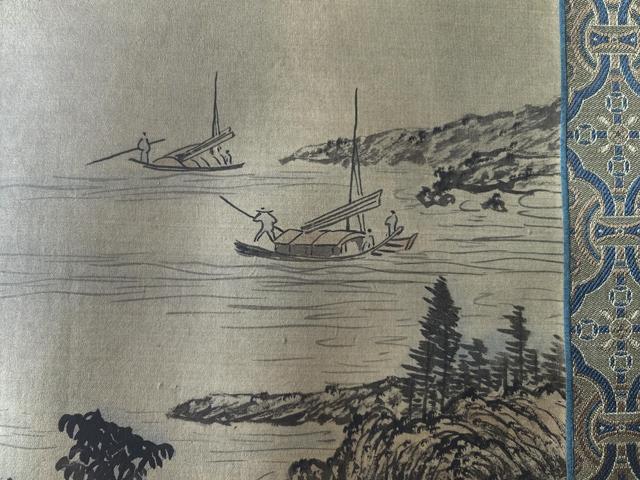 古玩字畫松年山水鏡框真品鑒賞圖