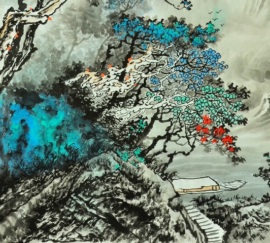 古玩字畫寫意山水真品鑒賞圖