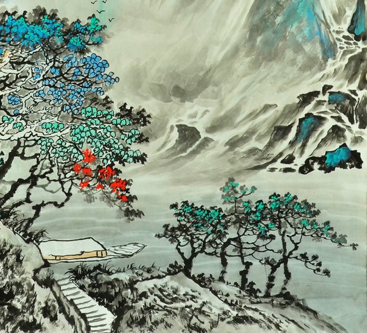 古玩字畫寫意山水真品鑒賞圖