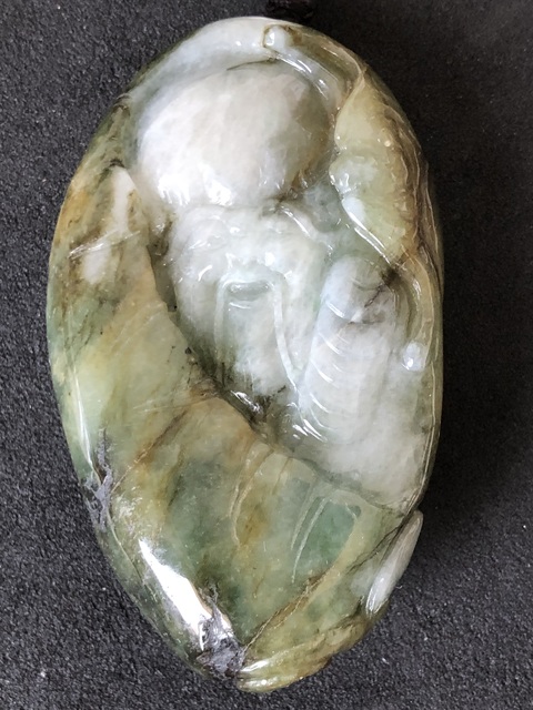 古玩玉器翡翠雕“壽星”把件真品鑒賞圖