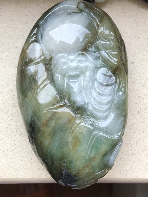 古玩玉器翡翠雕“壽星”把件真品鑒賞圖
