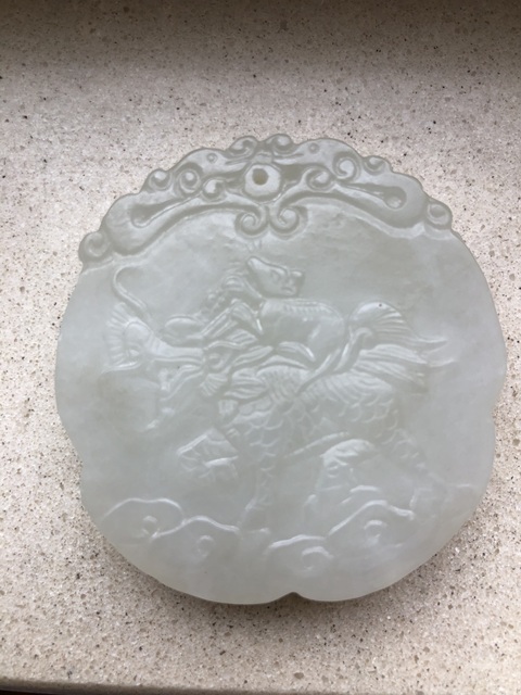 古玩玉器和田玉雕“麒麟送子”牌真品鑒賞圖