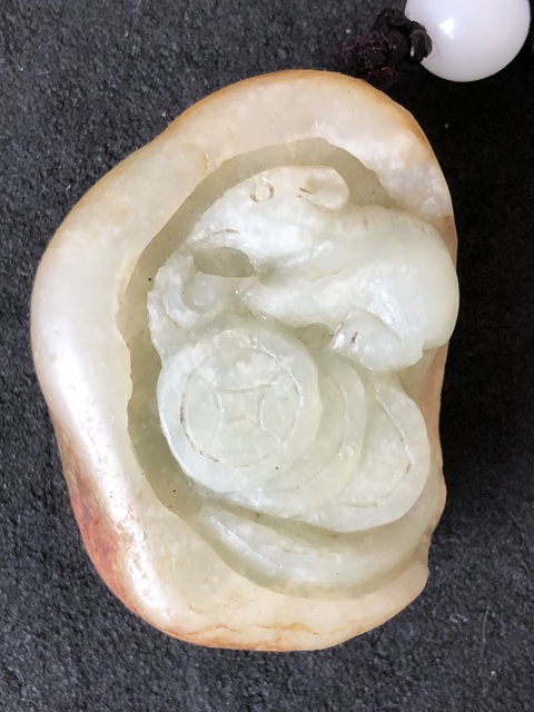 古玩玉器和田玉雕“數錢”掛件真品鑒賞圖