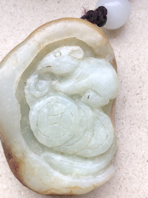 古玩玉器和田玉雕“數錢”掛件真品鑒賞圖