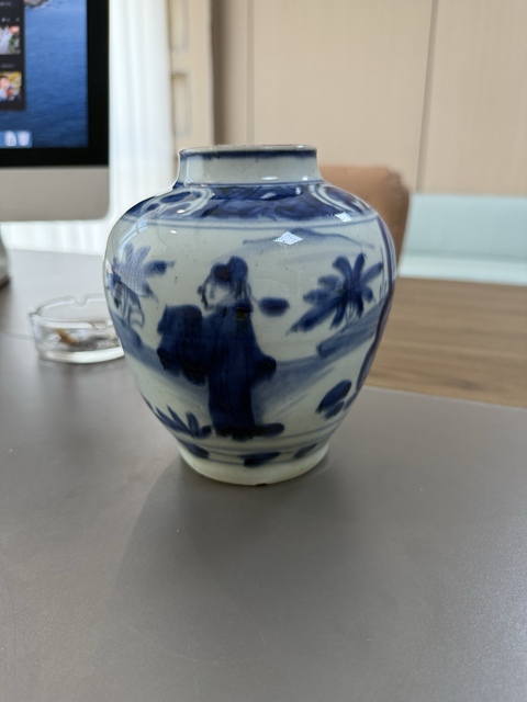 古玩陶瓷晚明青花罐真品鑒賞圖
