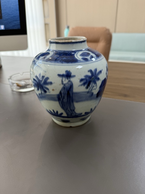 古玩陶瓷晚明青花罐真品鑒賞圖