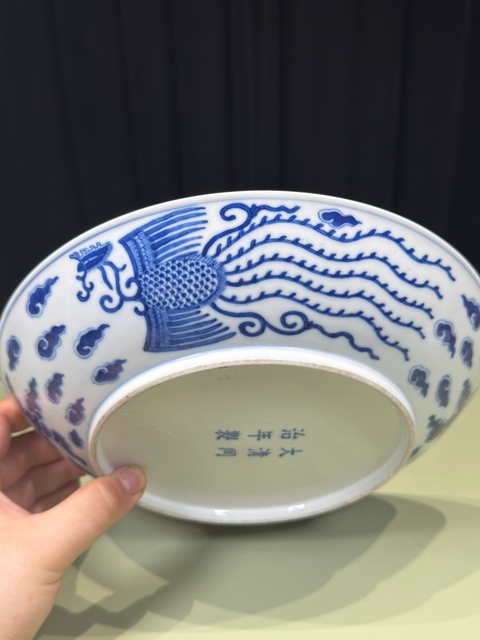 古玩陶瓷青花鸞鳳和鳴盤真品鑒賞圖