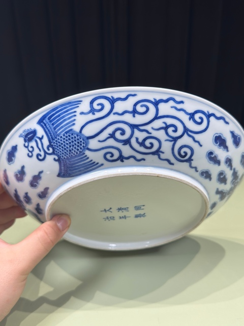 古玩陶瓷青花鸞鳳和鳴盤真品鑒賞圖