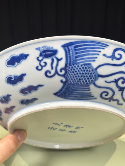 古玩陶瓷青花鸞鳳和鳴盤真品鑒賞圖