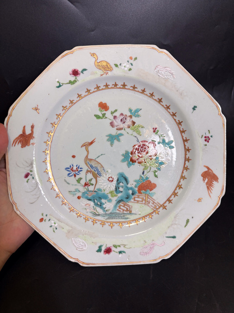古玩陶瓷清雍正 細路粉彩飛鳴食宿一品高升圖八方盤拍賣,當前價格880元
