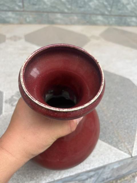 古玩陶瓷鈞紅釉洗口瓶真品鑒賞圖