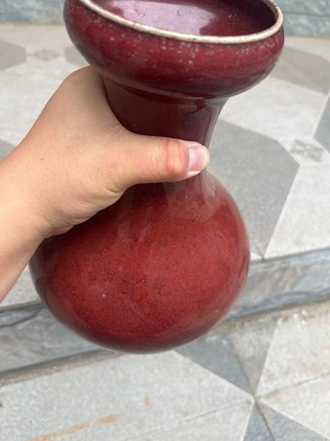 古玩陶瓷鈞紅釉洗口瓶真品鑒賞圖