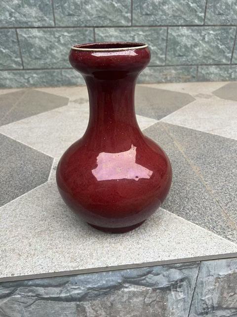 古玩陶瓷鈞紅釉洗口瓶真品鑒賞圖