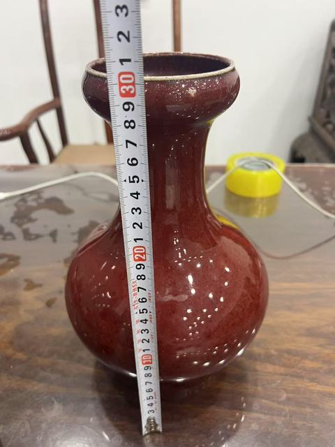 古玩陶瓷鈞紅釉洗口瓶真品鑒賞圖