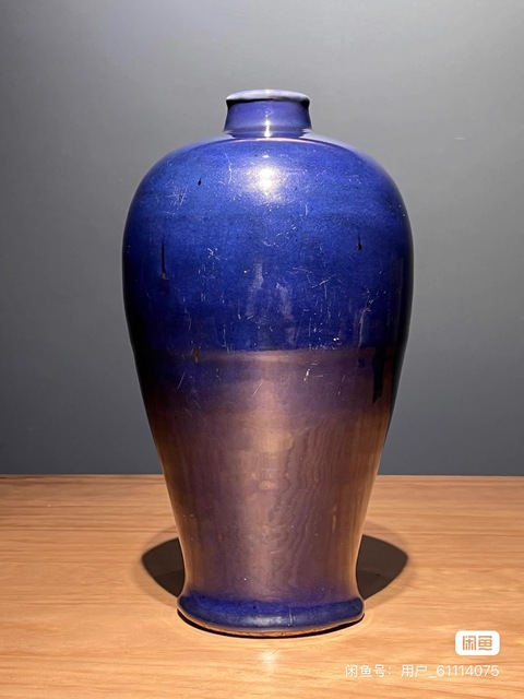 古玩陶瓷明宣德寶石藍釉梅瓶真品鑒賞圖