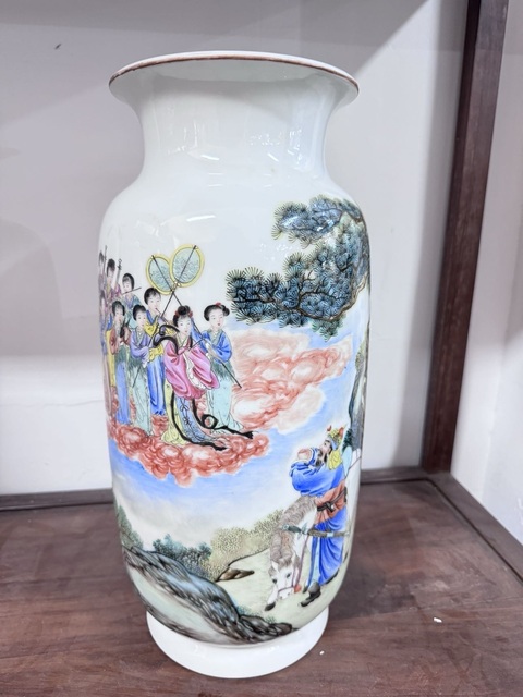 古玩陶瓷郭子儀遇仙圖粉彩燈籠瓶真品鑒賞圖
