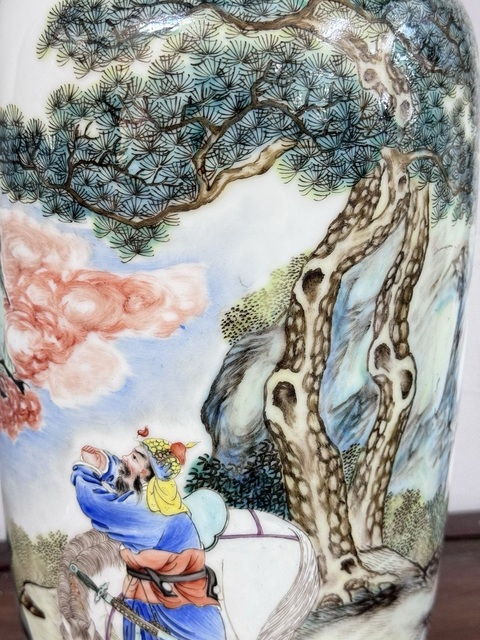 古玩陶瓷郭子儀遇仙圖粉彩燈籠瓶真品鑒賞圖
