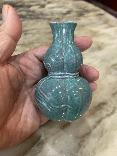 古玩陶瓷爐鈞釉三連葫蘆瓶真品鑒賞圖