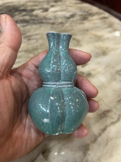 古玩陶瓷爐鈞釉三連葫蘆瓶真品鑒賞圖