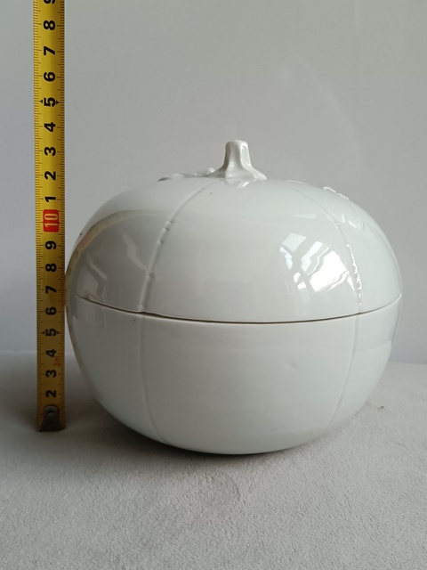 古玩陶瓷白釉南瓜蓋盒真品鑒賞圖