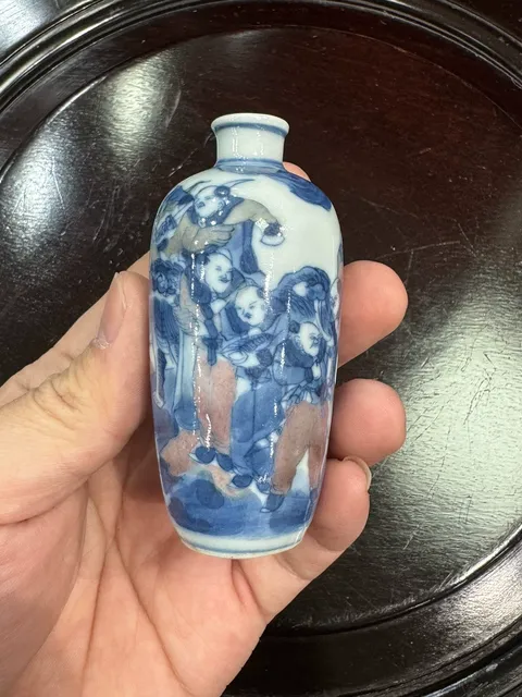 古玩陶瓷青花釉里紅鼻煙壺真品鑒賞圖