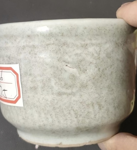 古玩陶瓷豆青釉刻花香爐真品鑒賞圖
