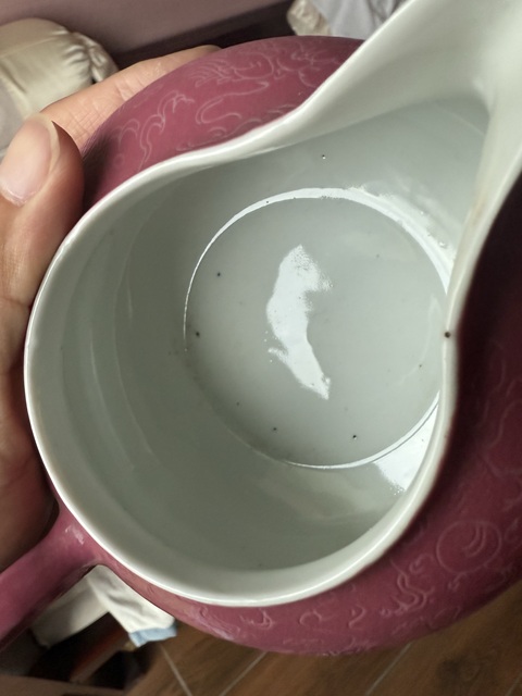 古玩陶瓷胭脂紅軋道龍紋公道杯真品鑒賞圖