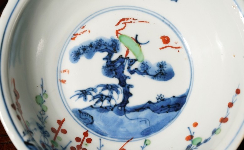 古玩陶瓷明天啟 青花五彩盤真品鑒賞圖