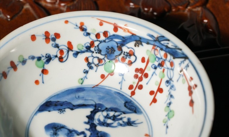 古玩陶瓷明天啟 青花五彩盤真品鑒賞圖