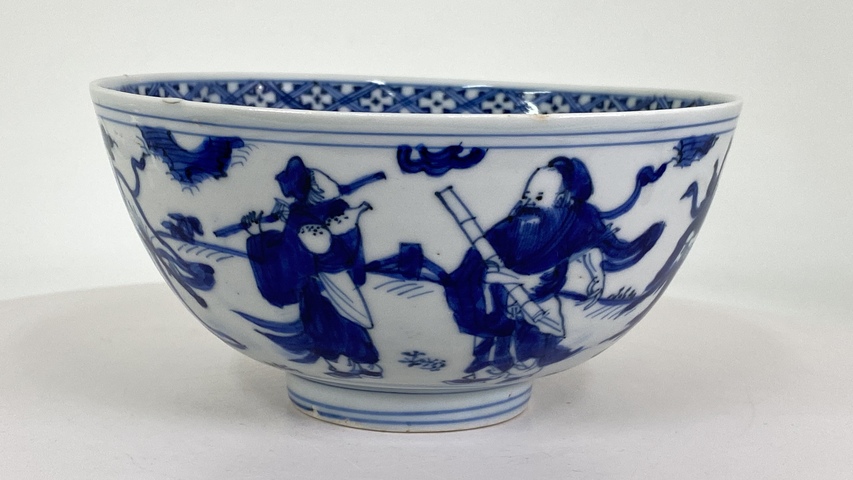 古玩陶瓷青化八仙人物碗真品鑒賞圖